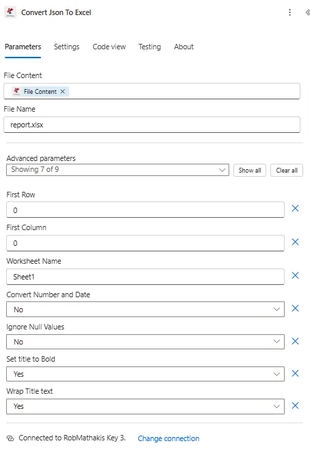将 JSON 转换为 Excel Power Automate